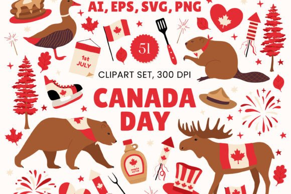 Download Canada Day Digital Clipart Set Graphics - Digital clipart Collection