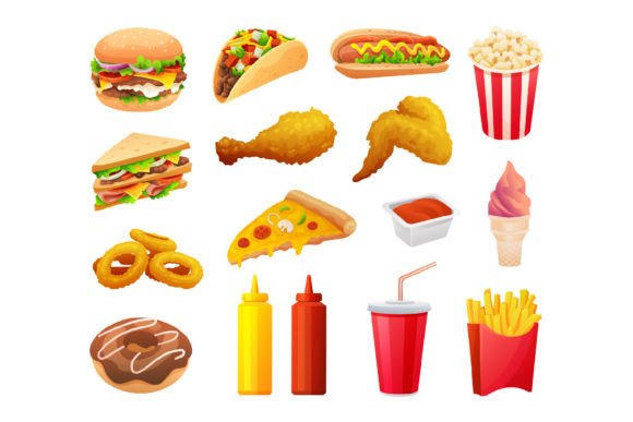 Download Fast Food Illustration Set - Food illustration set Collection