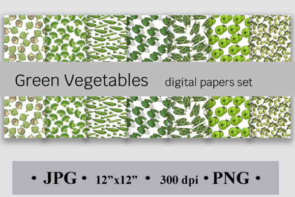 Download Green Vegetables Digital Papers Set - Premium Resources