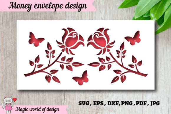 Download Elegant Rose Design Money Envelope SVG - Elegant rose design Collection