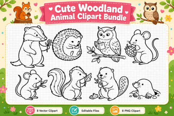 Download Cute Woodland Animal Digital Clipart - Digital clipart Collection